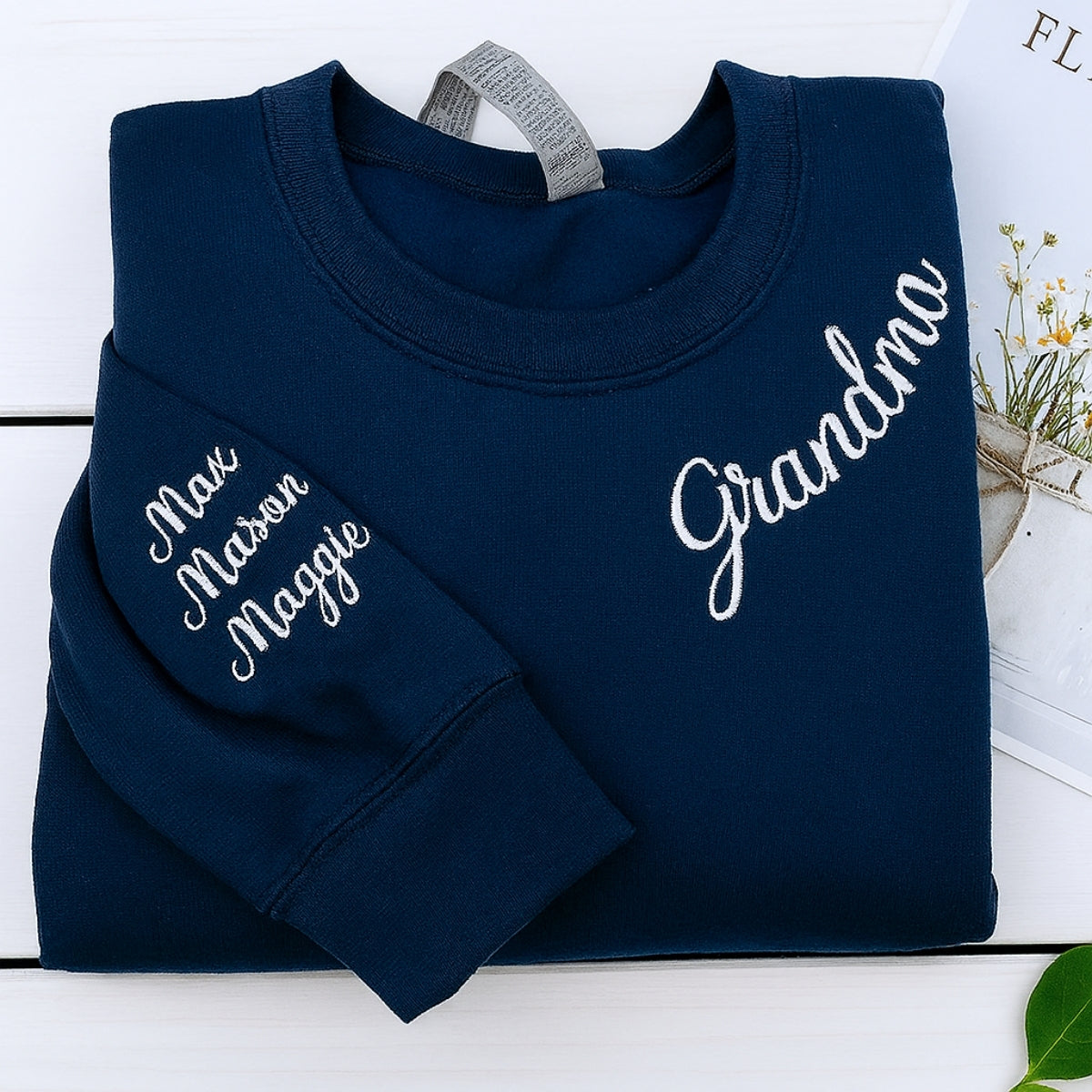 Grandchildren Names Custom Embroidered Sweatshirt - Personalized Grandma - Mother's Day Gift