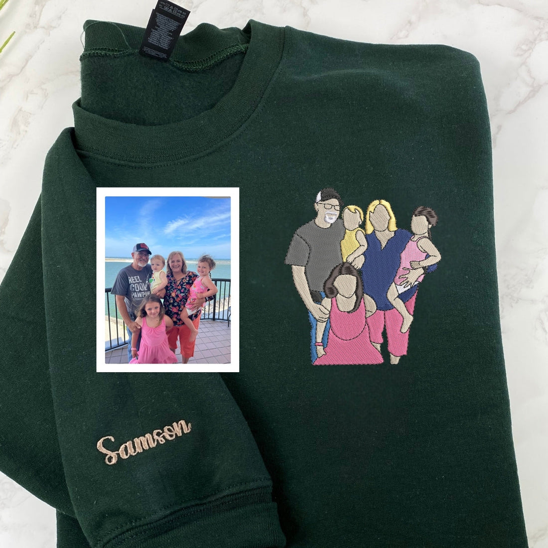 Family Photo Embroidered Sweatshirt - Custom Grandma Portrait Hoodie - Grandmother Gift