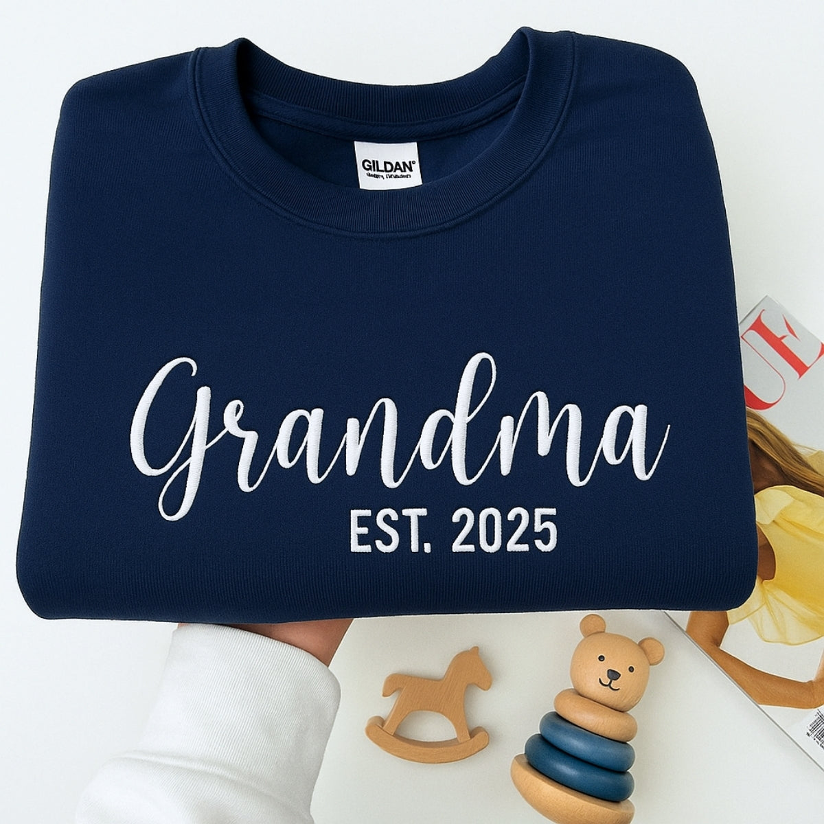 Grandma EST Custom Embroidered Hoodie - Grandchildren Names - Personalized Mother's Day Gift