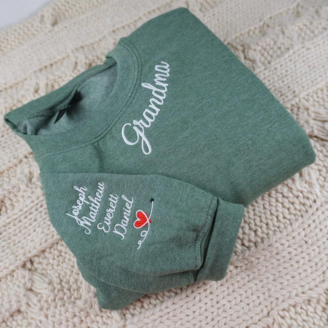 Grandma Custom Neckline Sweaters - Personalised Grandchildren Names - Perfect Mother's Day Gift