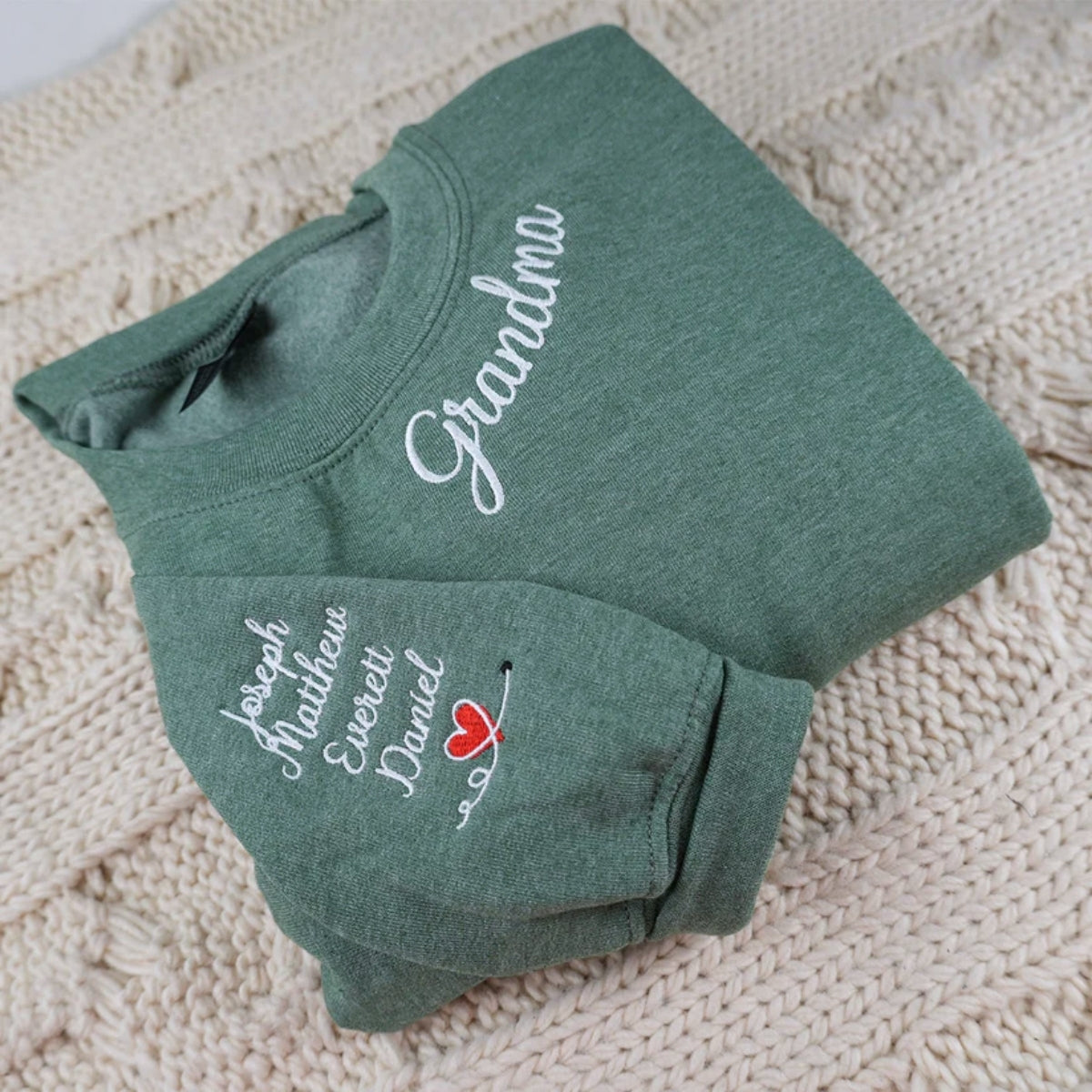Grandma Custom Neckline Sweaters - Personalised Grandchildren Names - Perfect Mother's Day Gift