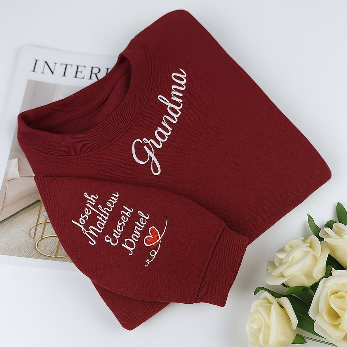 Grandma Custom Neckline Sweaters - Personalised Grandchildren Names - Perfect Mother's Day Gift