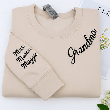 Grandma Custom Sweaters - Personalised Grandchildren Names Embroidered - Perfect Mother's Day Gift