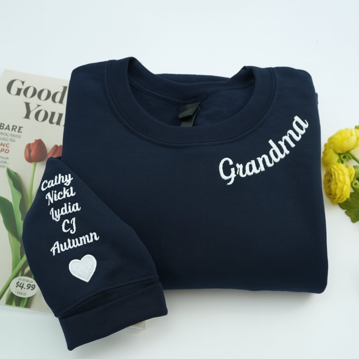 Grandma Custom Sweaters - Personalised Grandchildren Names Embroidered - Perfect Mother's Day Gift