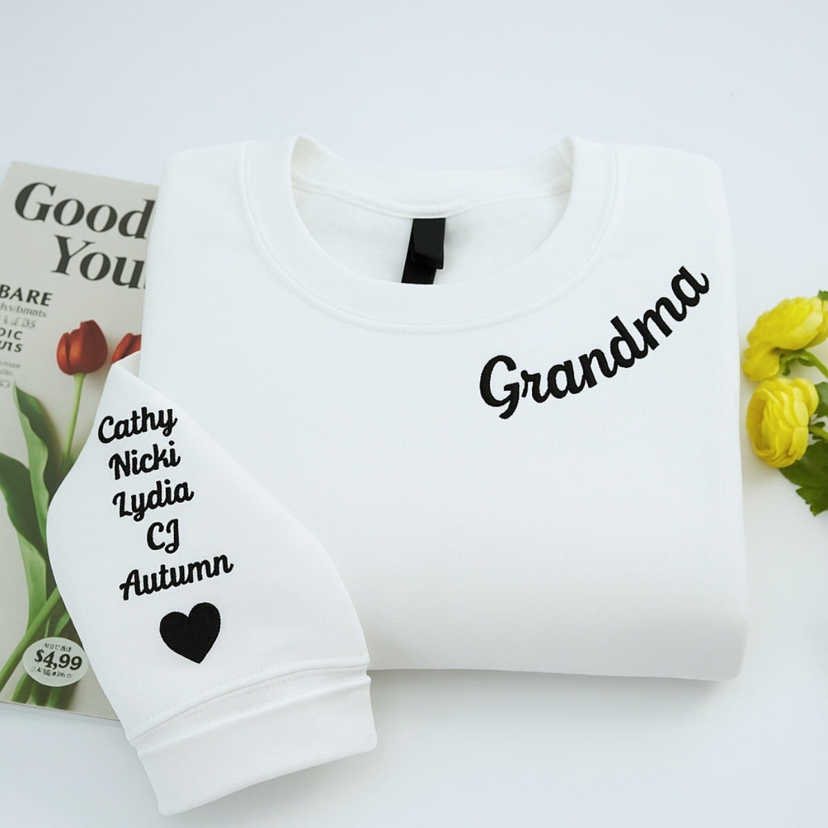 Grandma Custom Sweaters - Personalised Grandchildren Names Embroidered - Perfect Mother's Day Gift