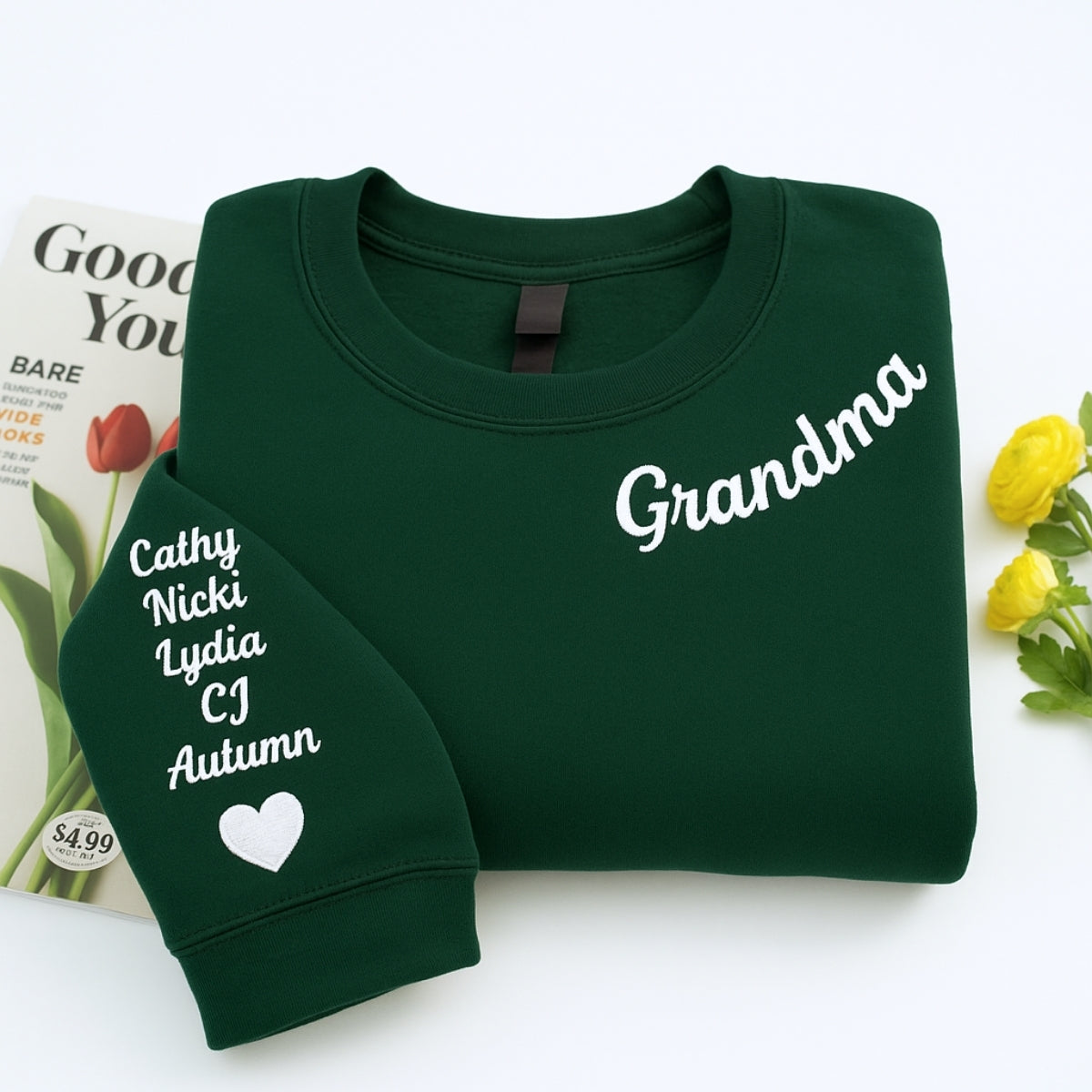 Grandma Custom Sweaters - Personalised Grandchildren Names Embroidered - Perfect Mother's Day Gift