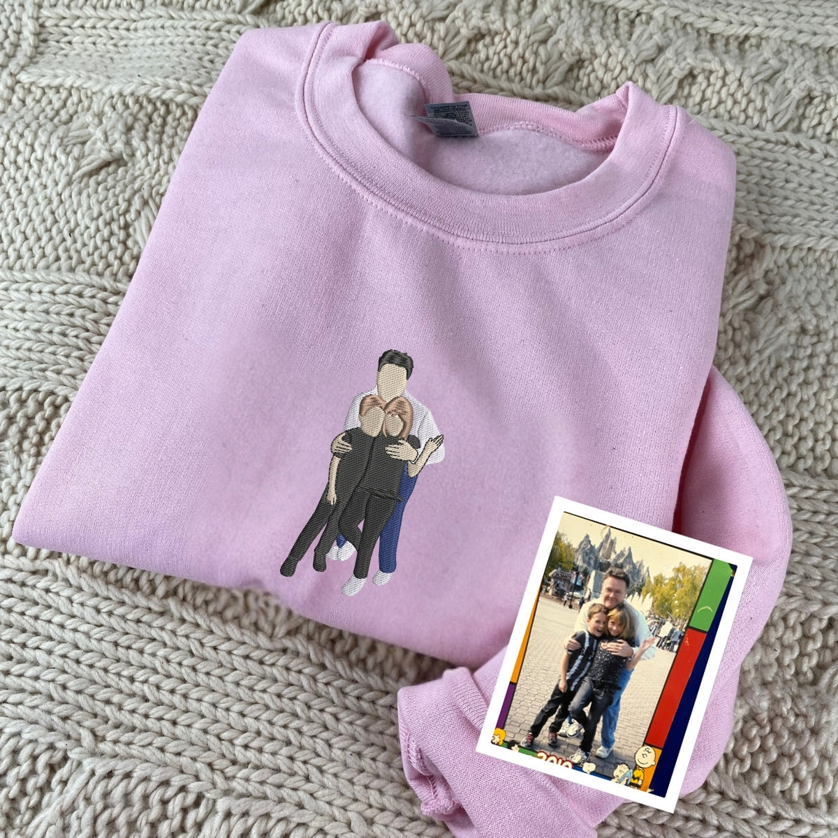 Family Photo Embroidered Sweatshirt - Custom Grandpa Hoodie - Personalized Father's Day Gift