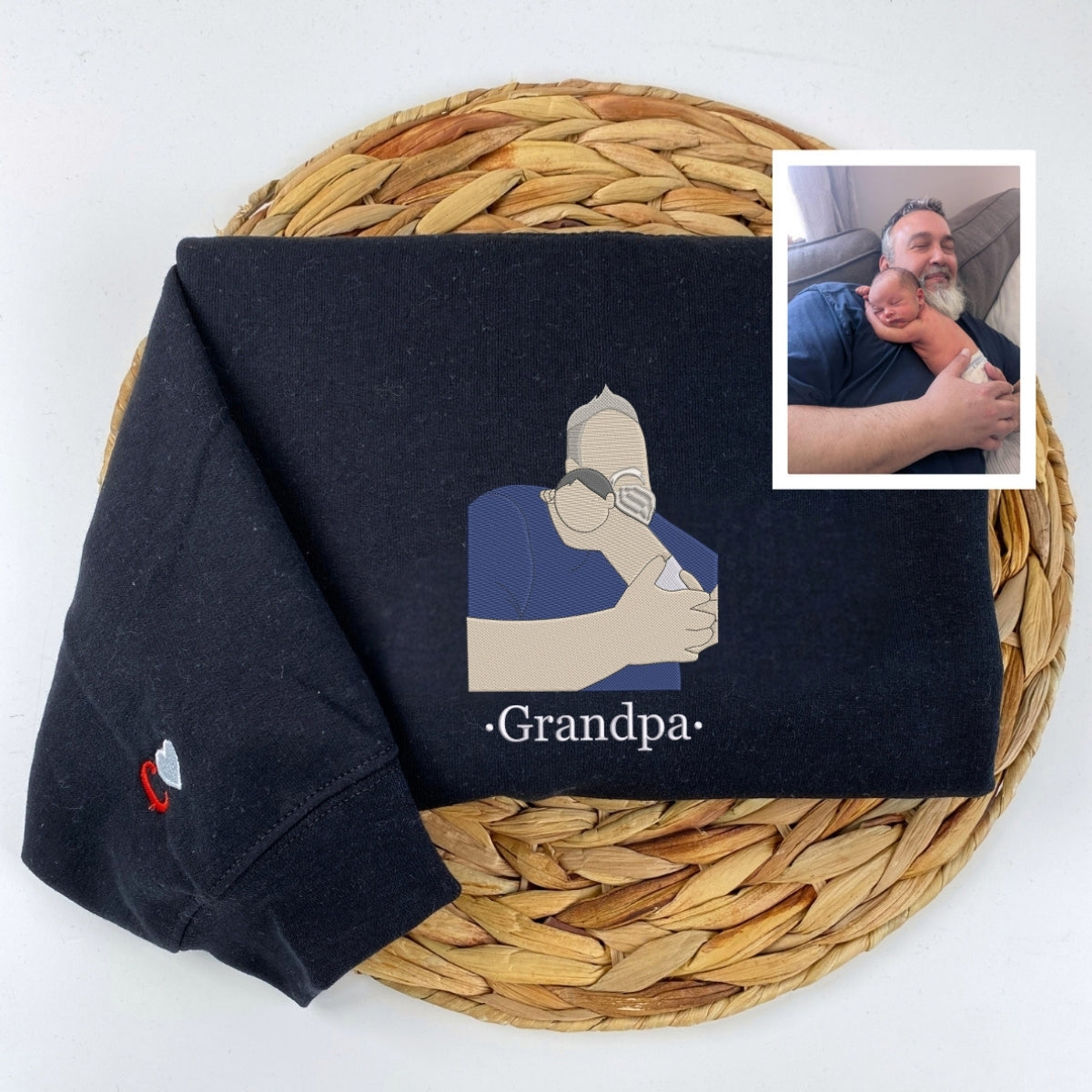 Family Photo Embroidered Sweatshirt - Custom Grandpa Hoodie - Personalized Father's Day Gift