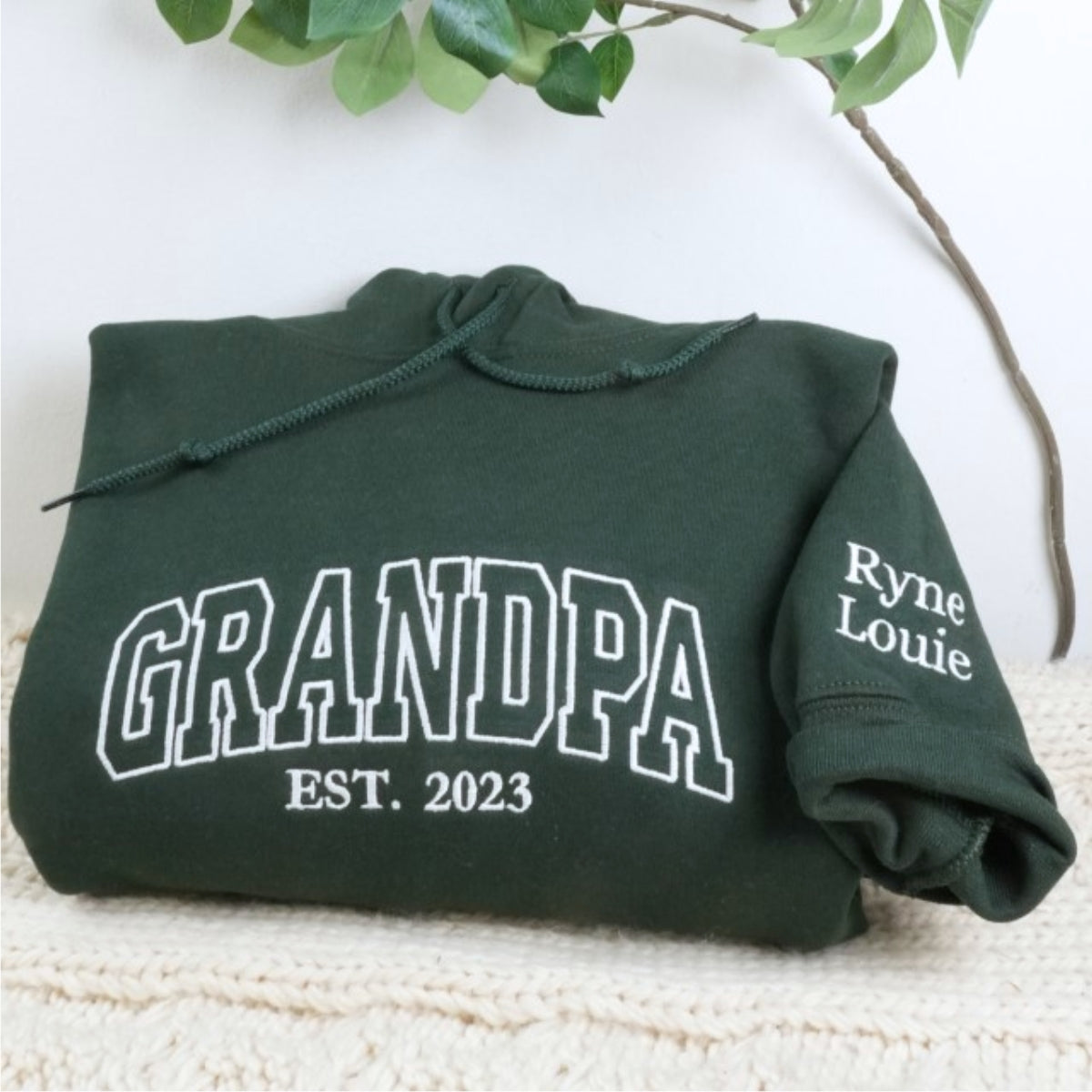 Grandkids Names Custom Embroidered Sweatshirt - Grandpa Hoodie - Father's Day Gift