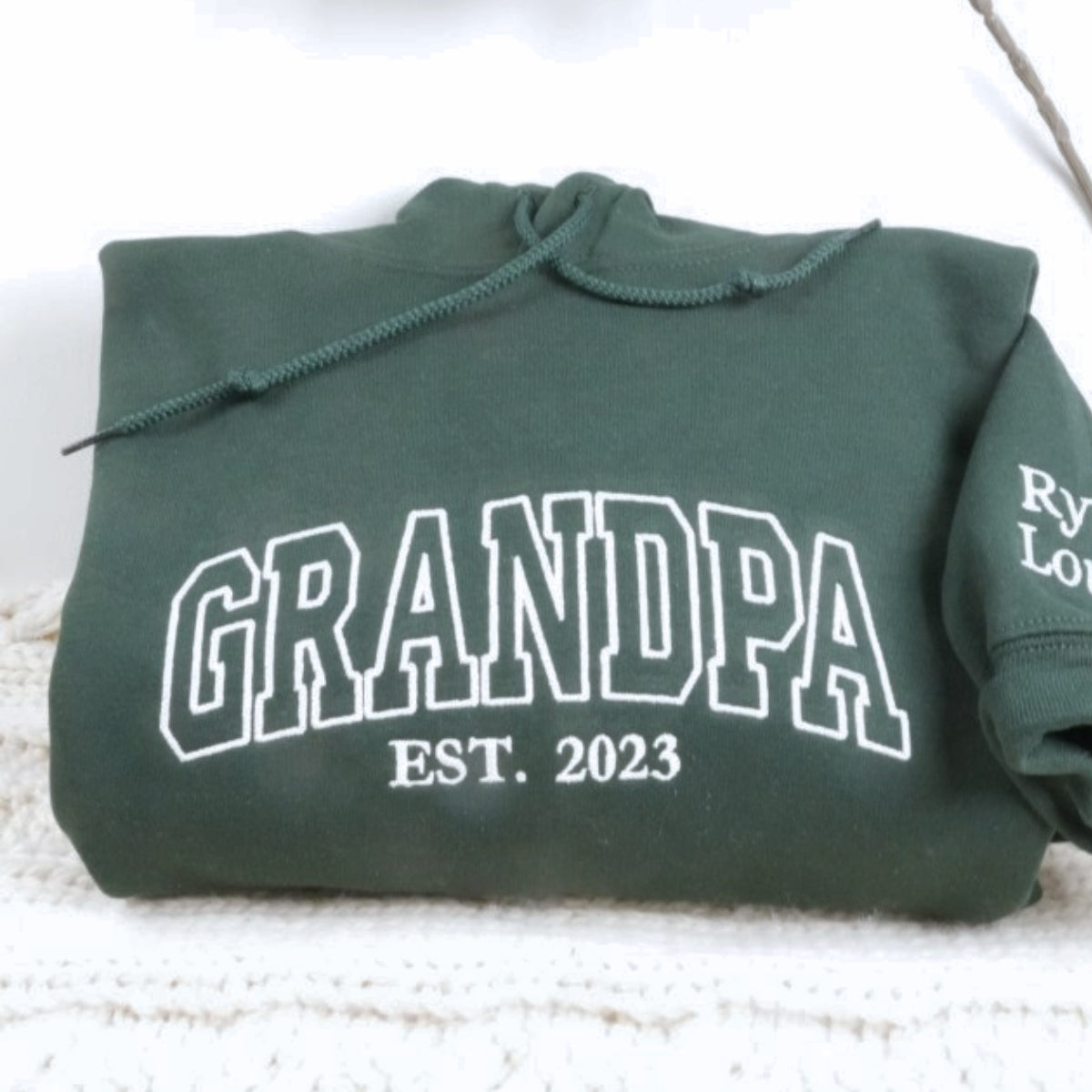Grandkids Names Custom Embroidered Sweatshirt - Grandpa Hoodie - Father's Day Gift