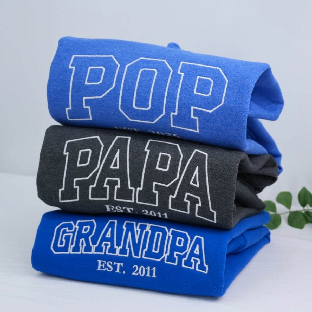 Personalized Embroidered Sweatshirt - Custom Grandpa Hoodie - Father's Day Gift EST Year