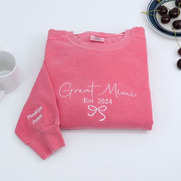 Grandma Embroidered Sweatshirt - Custom Great Mimi Hoodie - Perfect New Grandmother Gift