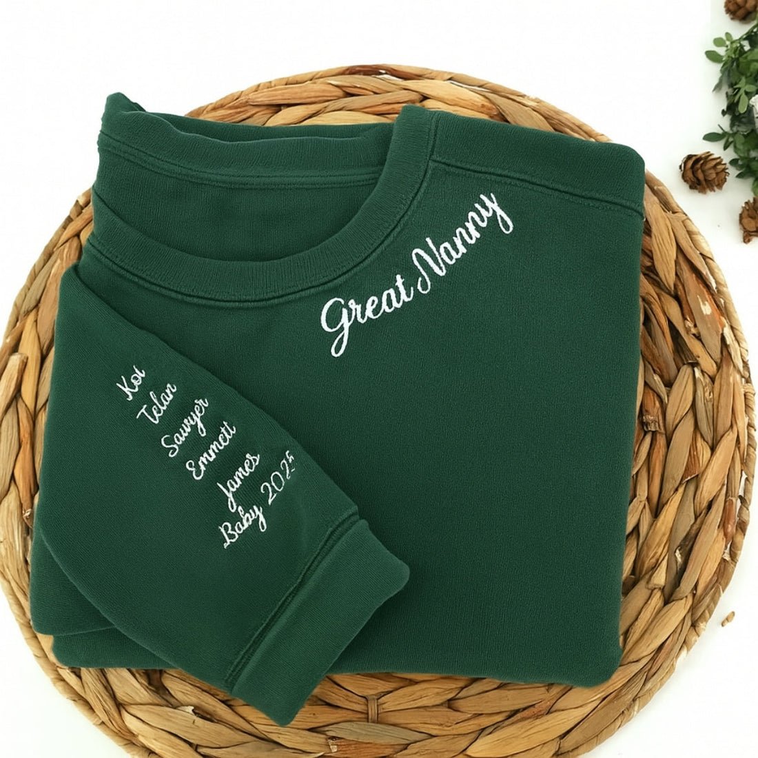 Grandma Embroidered Hoodie - Custom Great Nanny Sweatshirt - Perfect Grandparent Gift