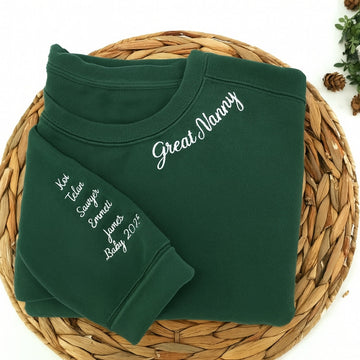 Grandma Embroidered Hoodie - Custom Great Nanny Sweatshirt - Perfect Grandparent Gift