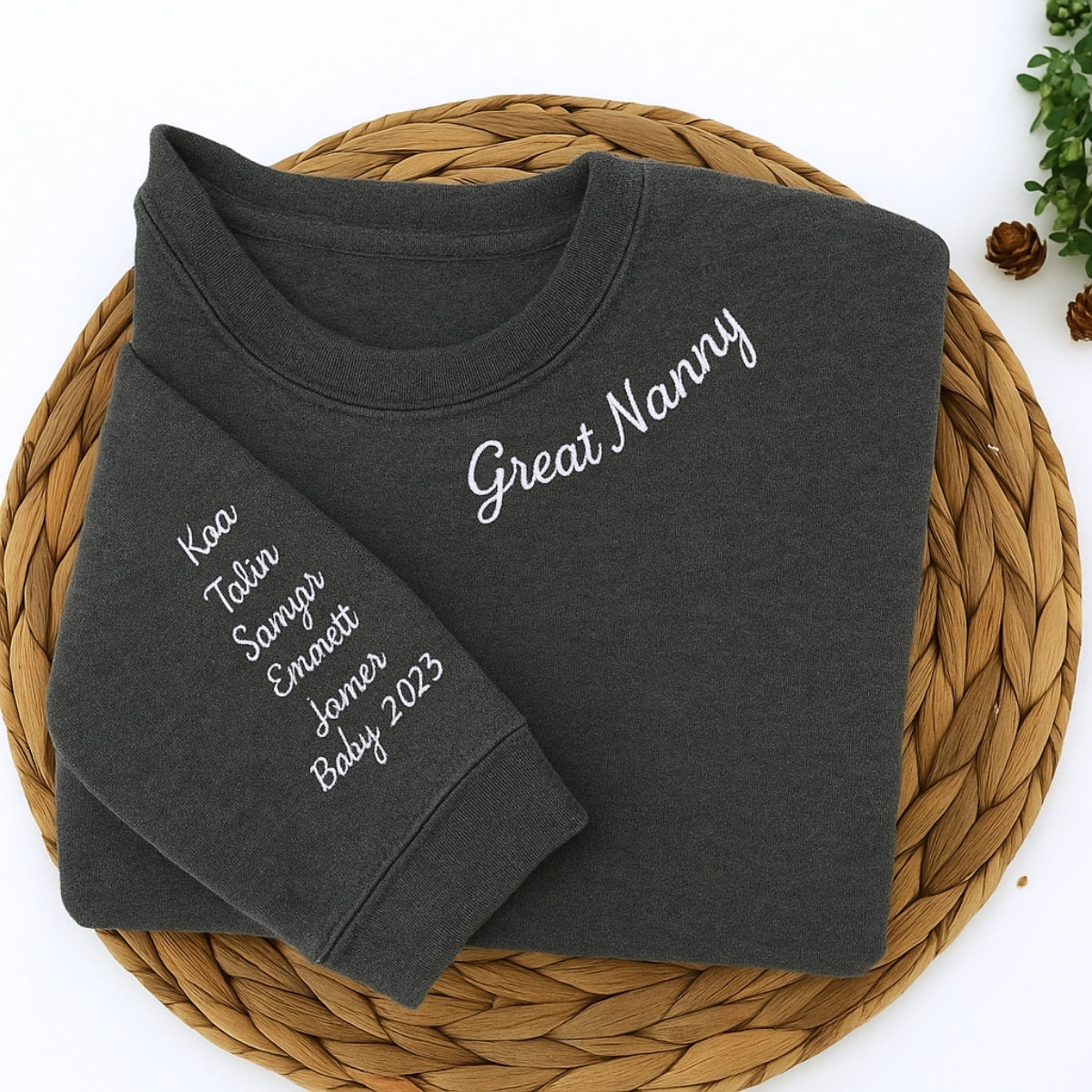 Grandma Embroidered Hoodie - Custom Great Nanny Sweatshirt - Perfect Grandparent Gift