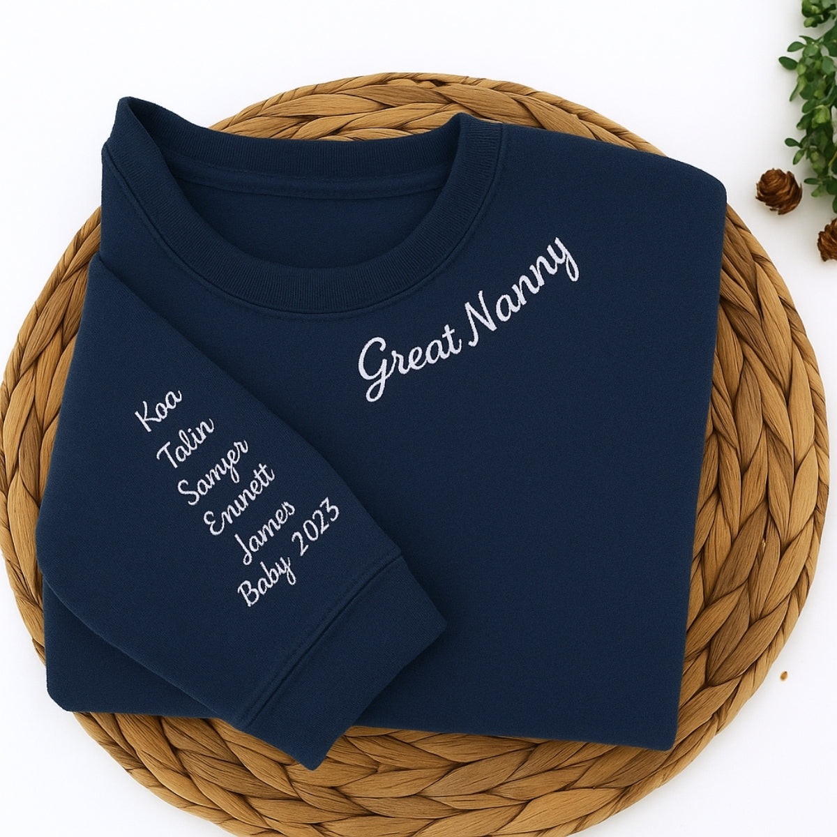 Grandma Embroidered Hoodie - Custom Great Nanny Sweatshirt - Perfect Grandparent Gift