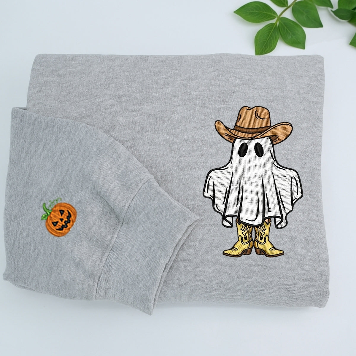 Halloween Cowboy Ghost Custom Embroidered Hoodie - Western Spooky Design - Personalized Halloween Gi