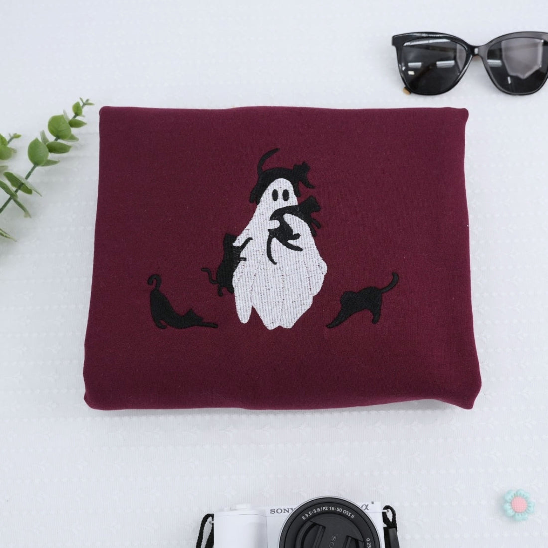 Halloween Custom Embroidered Hoodie - Ghost Design - Personalized Spooky Season Gift