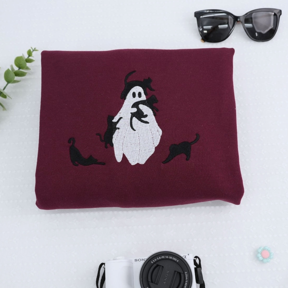 Halloween Custom Embroidered Hoodie - Ghost Design - Personalized Spooky Season Gift