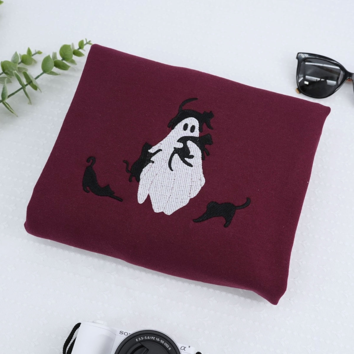 Halloween Custom Embroidered Hoodie - Ghost Design - Personalized Spooky Season Gift