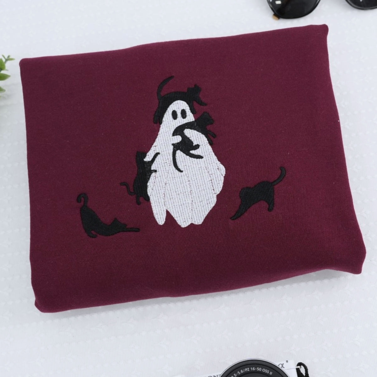 Halloween Custom Embroidered Hoodie - Ghost Design - Personalized Spooky Season Gift