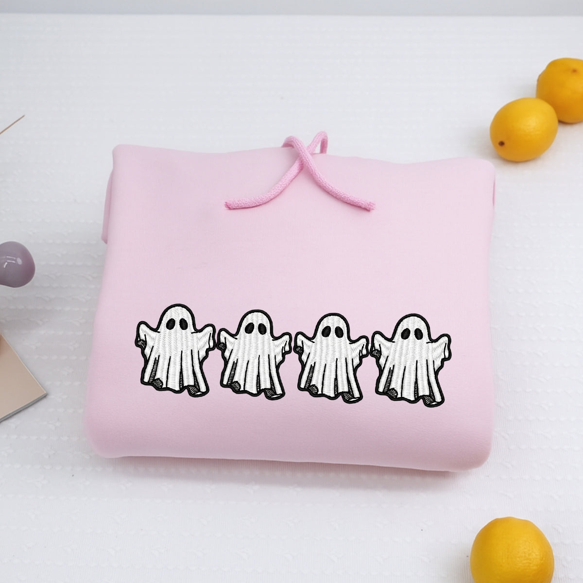 Halloween Custom Embroidered Hoodie - Ghost & Bat Design - Personalized Spooky Season Gift