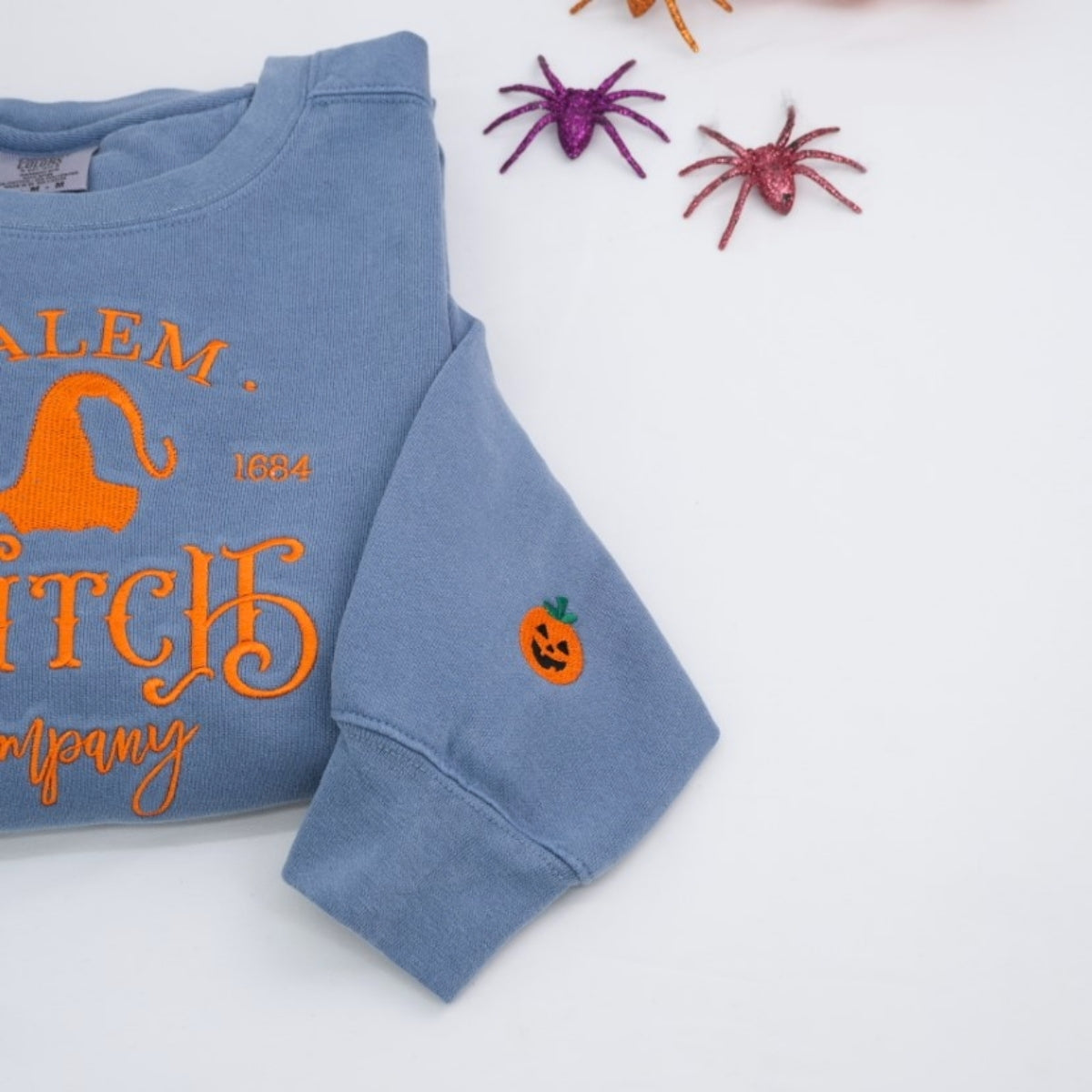 Halloween Custom Embroidered Sweatshirt - Salem Witch Design - Personalized Spooky Season Gift