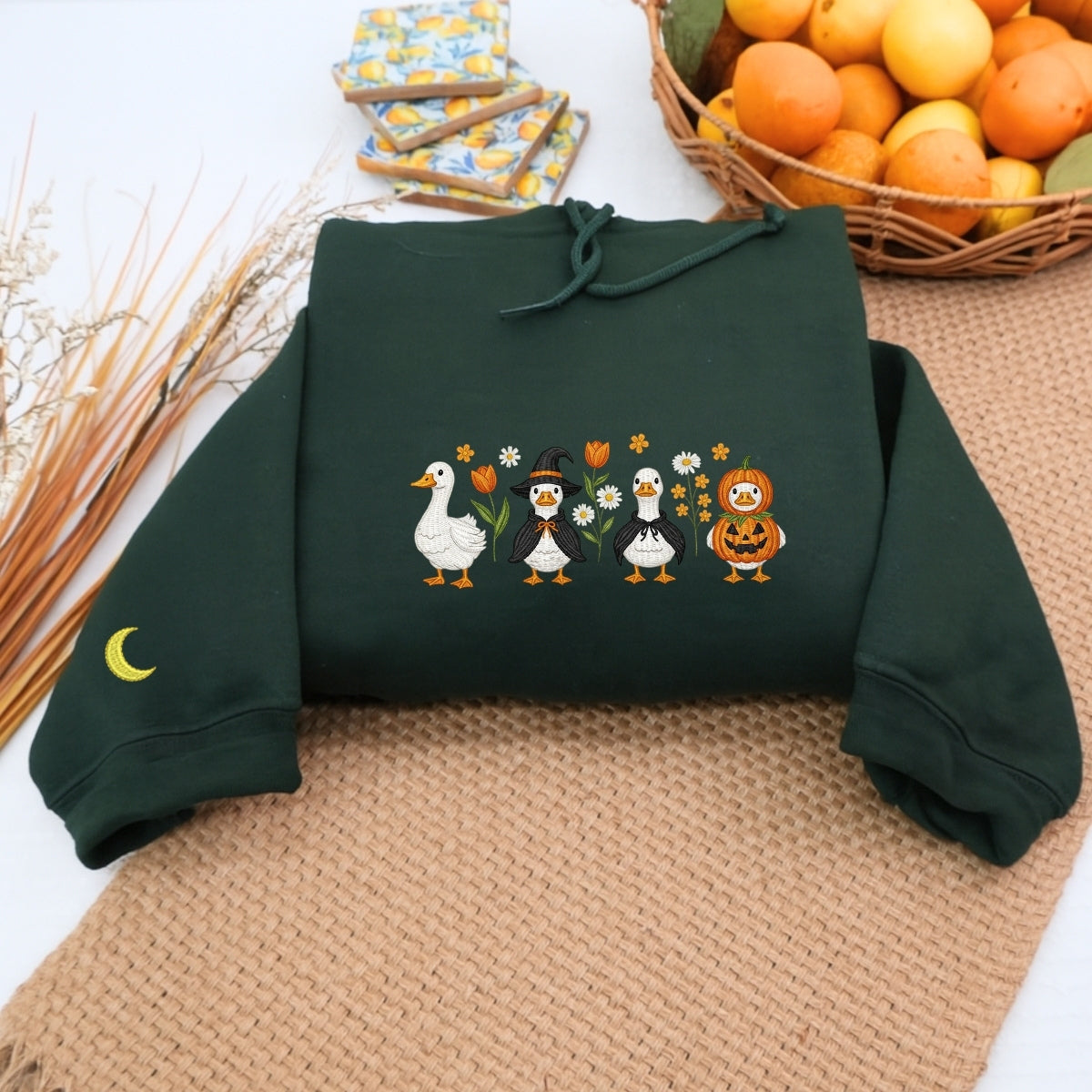 Halloween Geese Custom Embroidered Sweatshirt - Spooky Goose Apparel - Personalized Cute Halloween G