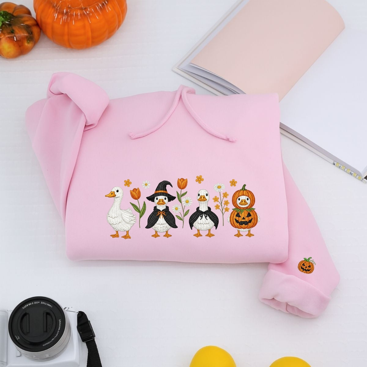 Halloween Geese Custom Embroidered Sweatshirt - Spooky Goose Apparel - Personalized Cute Halloween G