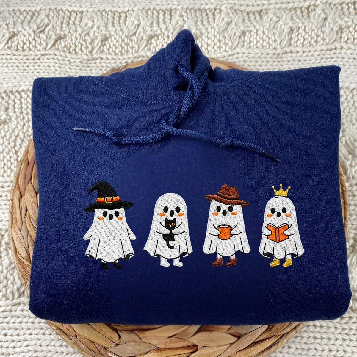 Halloween Ghost Custom Embroidered Hoodie - Spooky Design - Personalized Halloween Gift