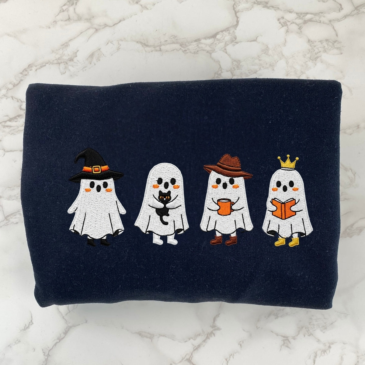 Halloween Ghost Custom Embroidered Hoodie - Spooky Design - Personalized Halloween Gift