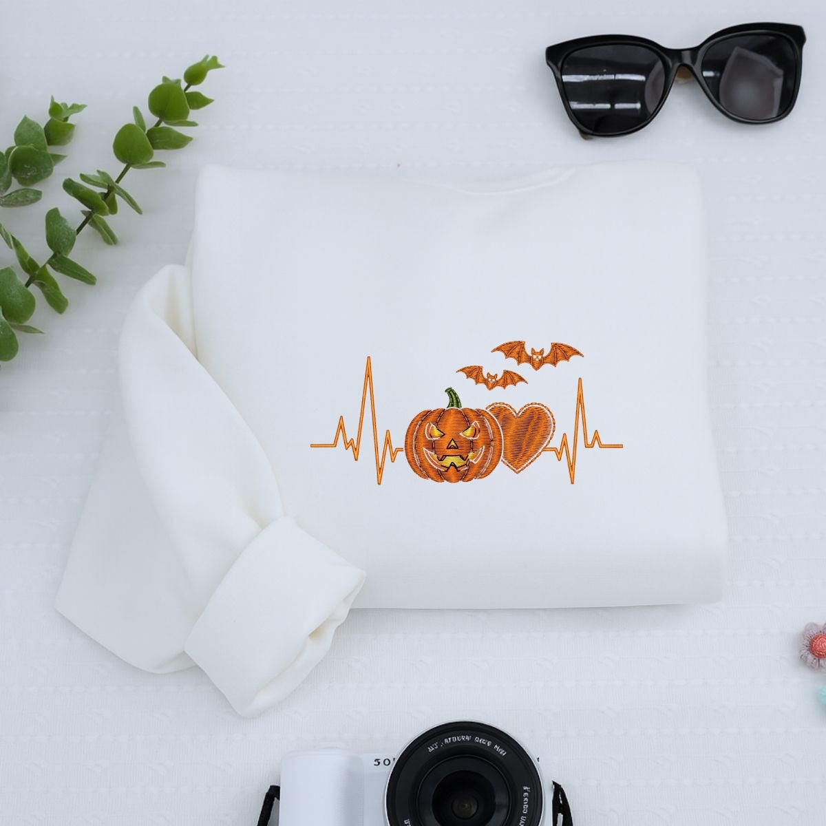 Halloween Heartbeat Medical Custom Embroidered Hoodie - Nurse Doctor Design - Personalized Healthcar