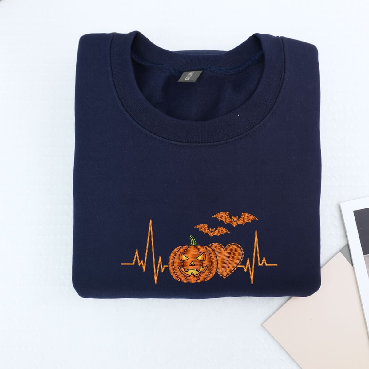 Halloween Heartbeat Medical Custom Embroidered Hoodie - Nurse Doctor Design - Personalized Healthcar