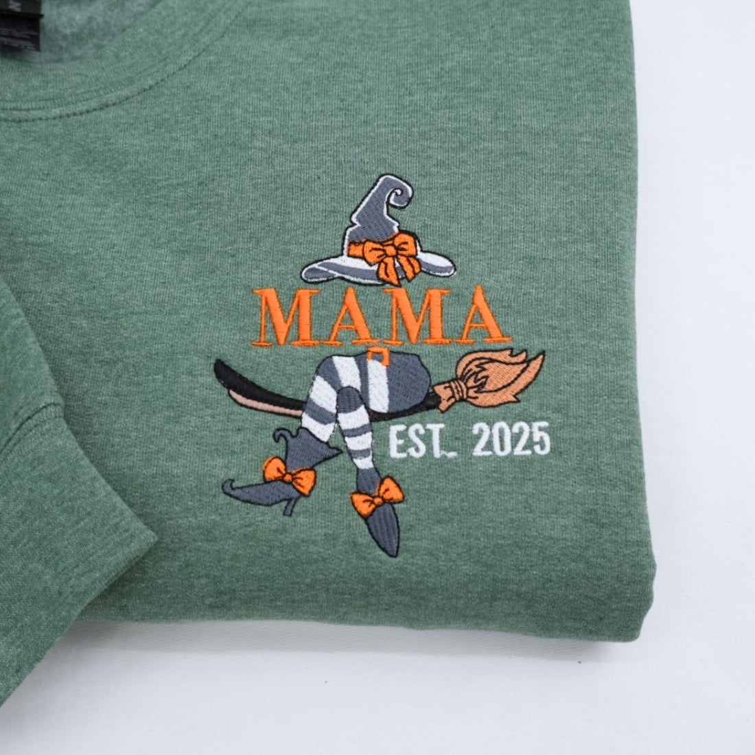 Halloween Mama Custom Embroidered Hoodie - Witch Mom Design - Personalized Halloween Gift