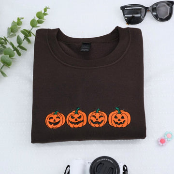 Halloween Pumpkin Custom Embroidered Hoodie - Jack-o'-Lantern Design - Personalized October Gift