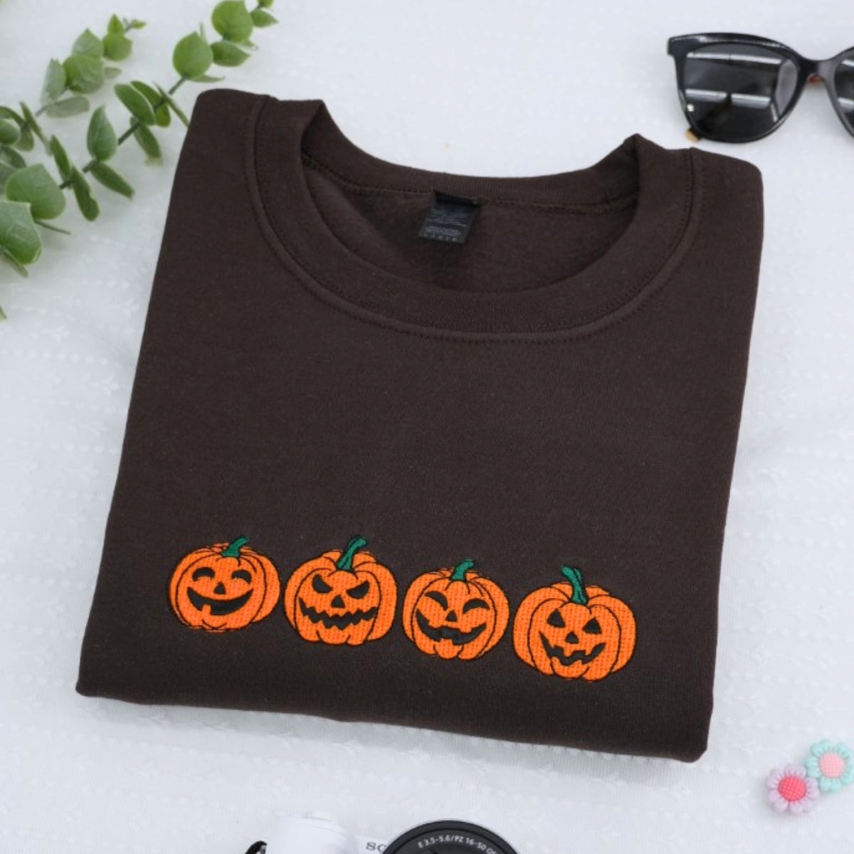 Halloween Pumpkin Custom Embroidered Hoodie - Jack-o'-Lantern Design - Personalized October Gift