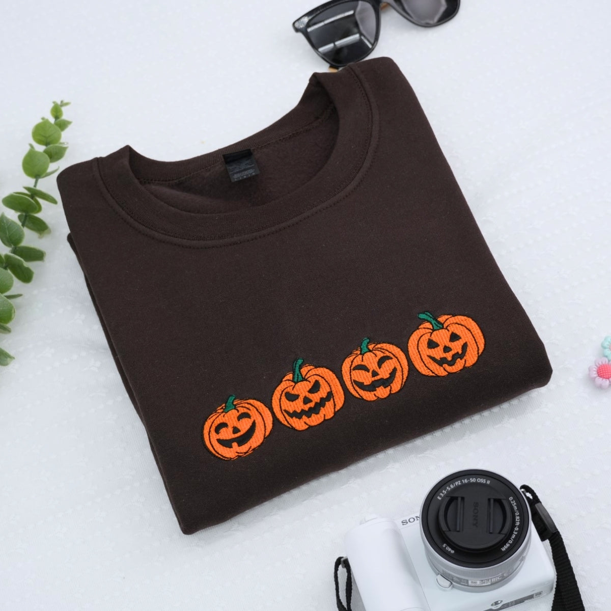 Halloween Pumpkin Custom Embroidered Hoodie - Jack-o'-Lantern Design - Personalized October Gift