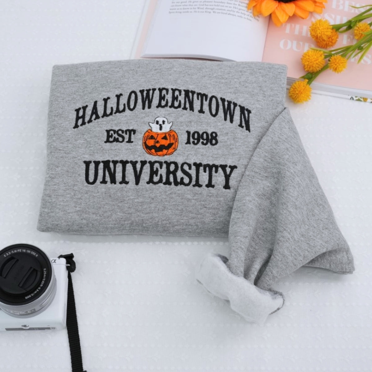 Halloween University Custom Embroidered Hoodie - Personalized Spooky College Sweatshirt