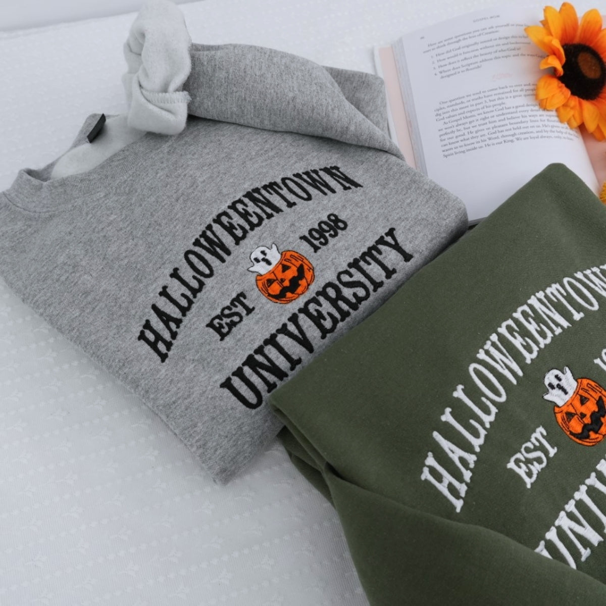 Halloween University Custom Embroidered Hoodie - Personalized Spooky College Sweatshirt