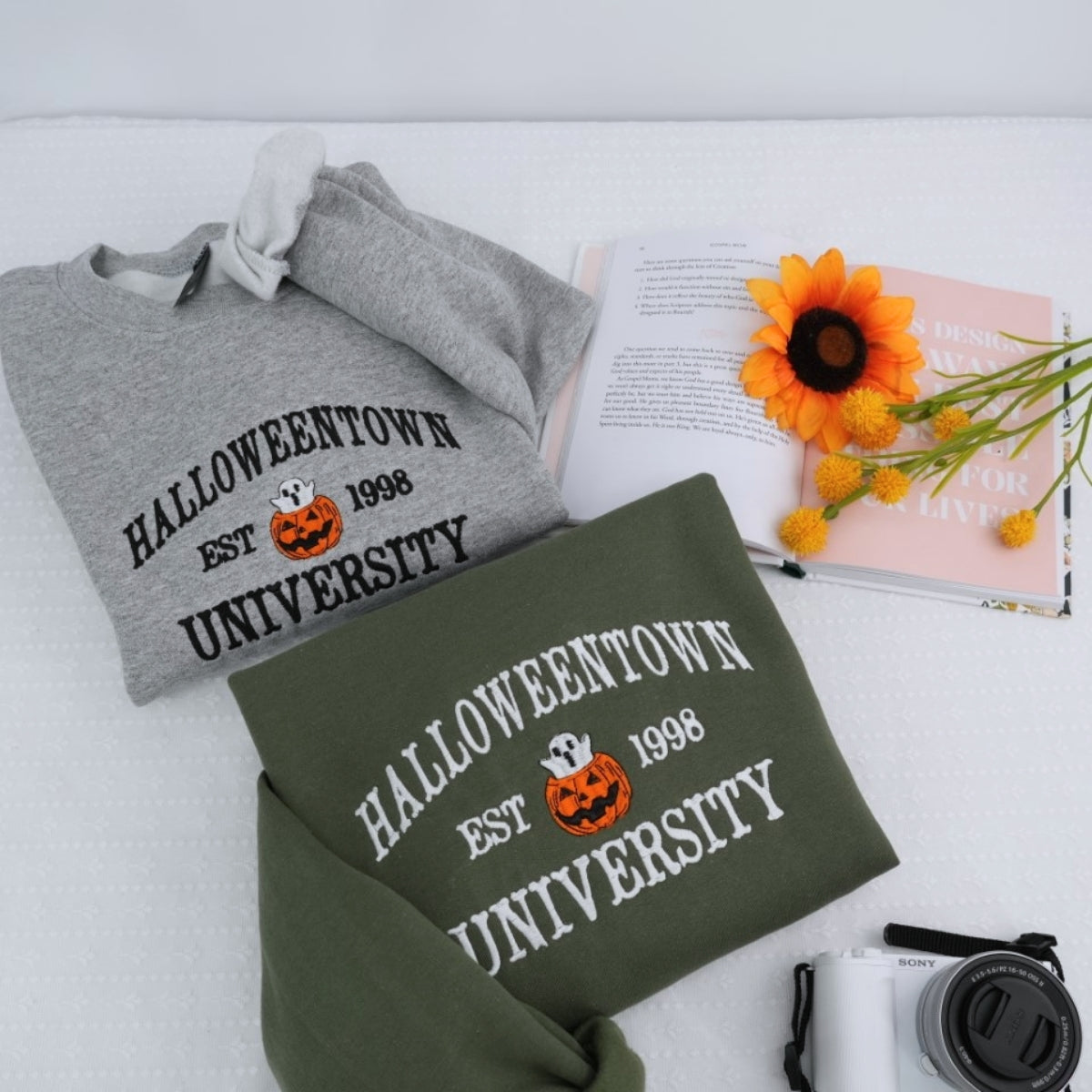 Halloween University Custom Embroidered Hoodie - Personalized Spooky College Sweatshirt