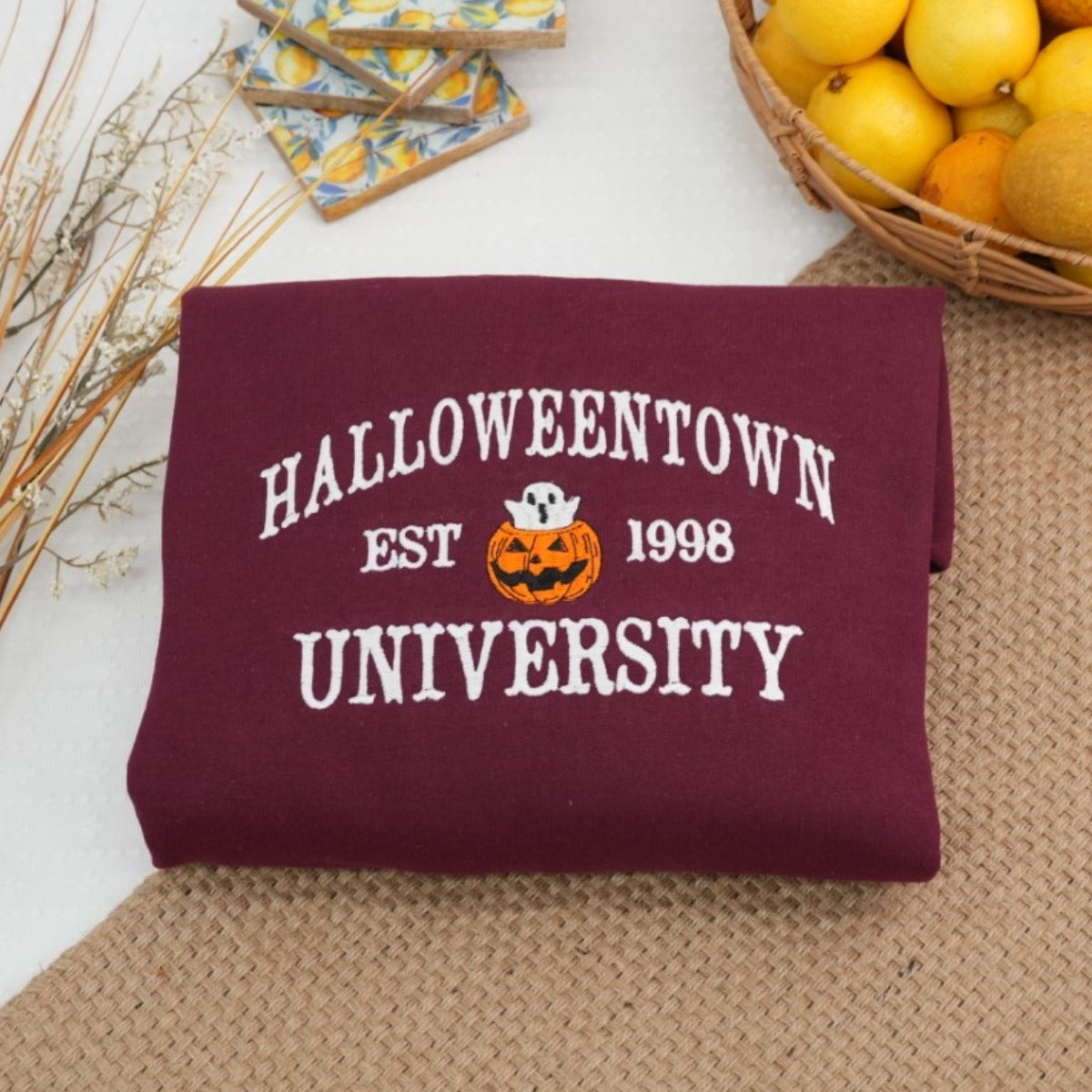 Halloweentown University Custom Embroidered Sweatshirt - Halloween Spooky College Apparel