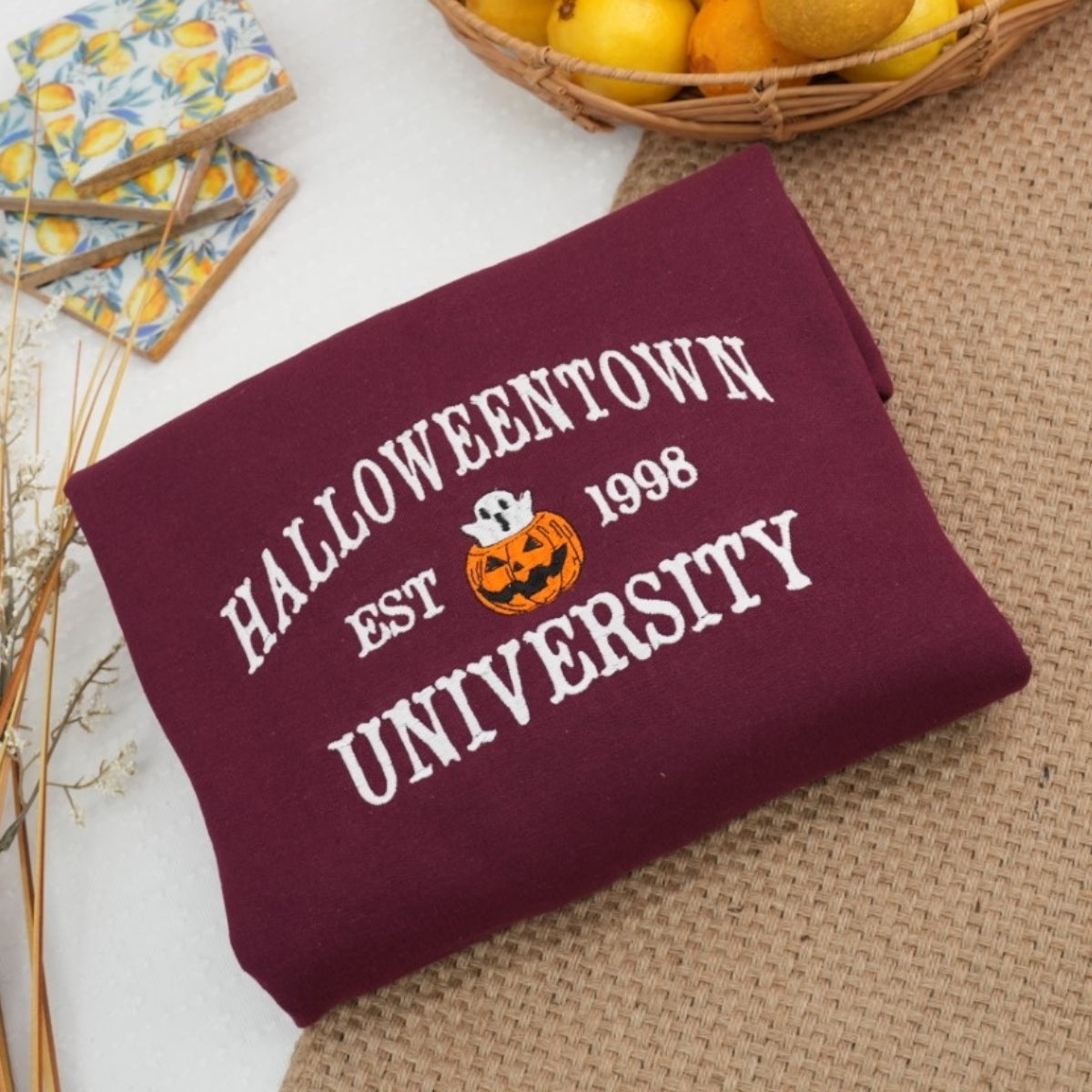 Halloweentown University Custom Embroidered Sweatshirt - Halloween Spooky College Apparel