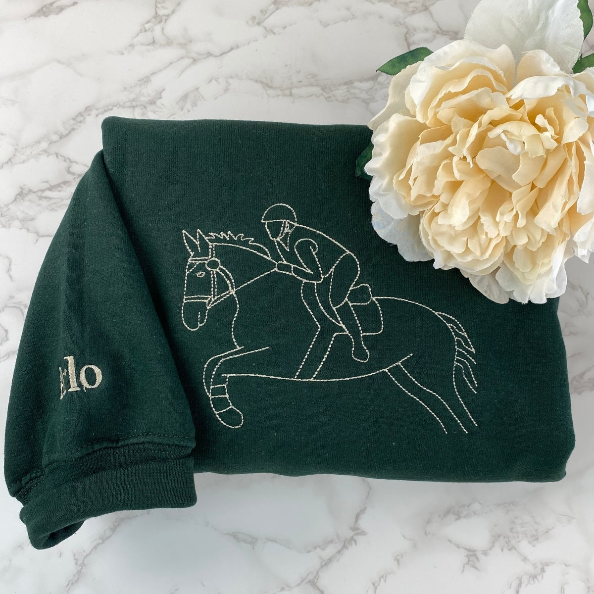 Horse Line Art Custom Embroidered Sweatshirt - Equestrian Portrait Hoodie - Rider Art Gift