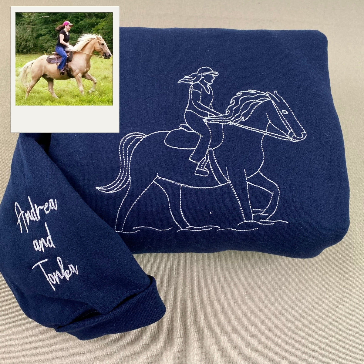 Horse Lover Custom Embroidered Hoodie - Equestrian Sweatshirt - Personalized Horse Rider Gift