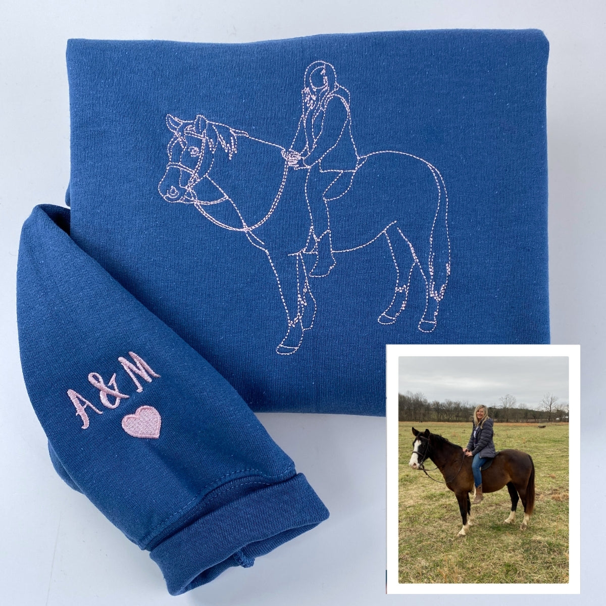 Horse Lover Custom Hoodies - Equestrian Embroidered Sweatshirts - Custom Horse Rider Art Gift