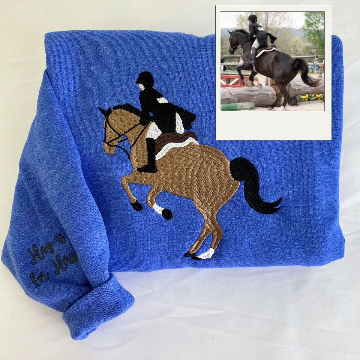 Horse Lover Custom Hoodies - Equestrian Portrait Embroidered Sweatshirts - Personalized Horse Rider Gift