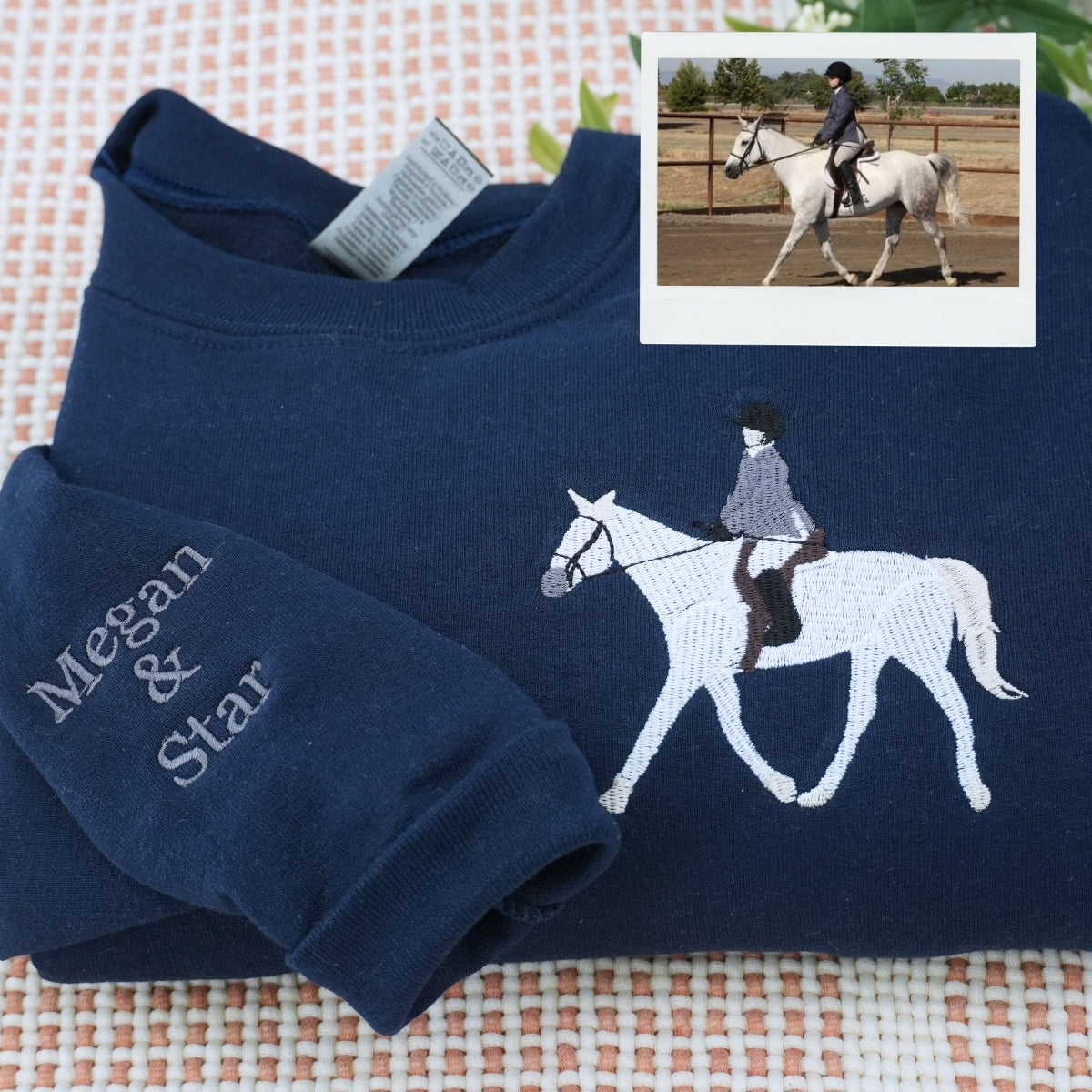 Horse Lover Custom Hoodies - Equestrian Portrait Embroidered Sweatshirts - Personalized Horse Rider Gift