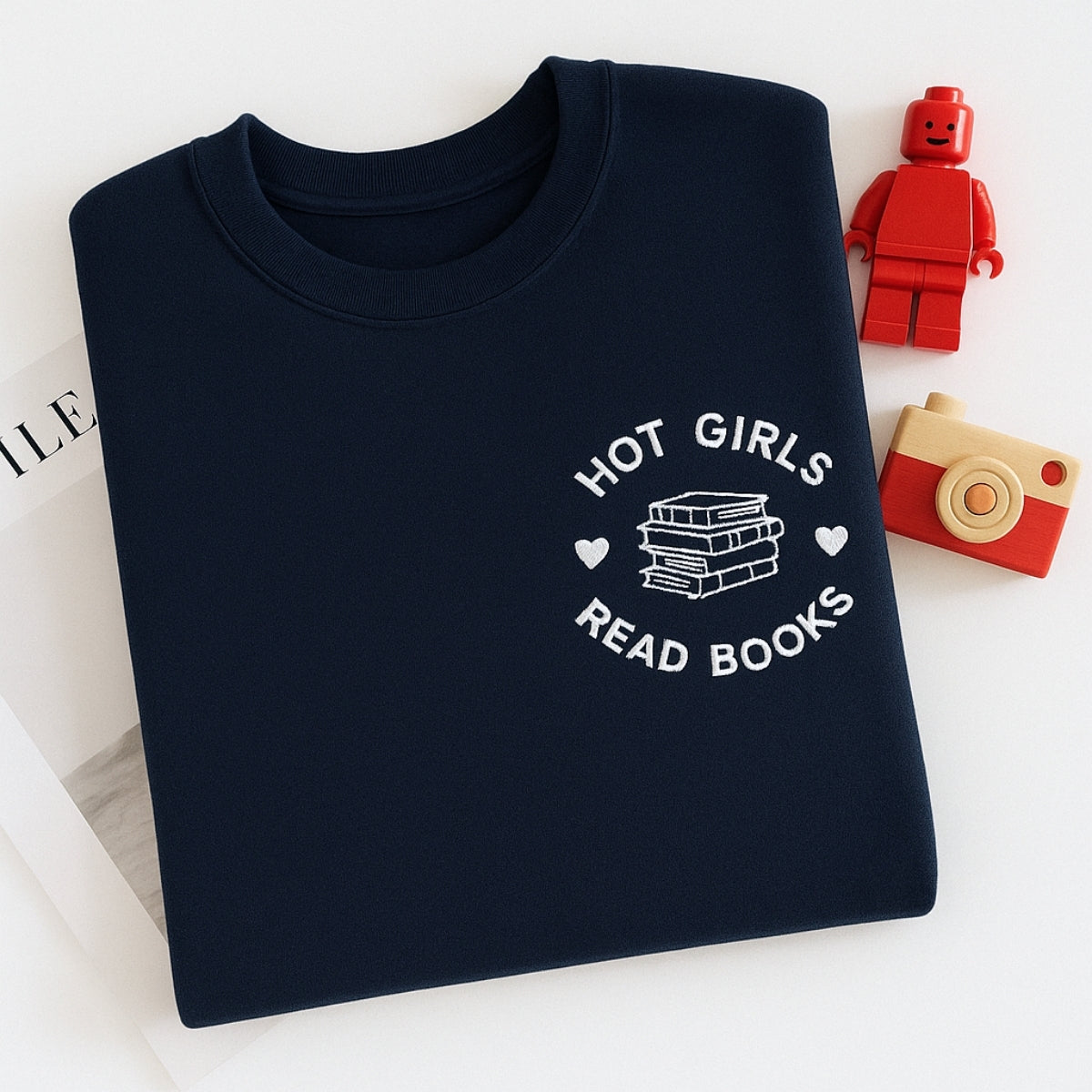 Hot Girls Read Books Hoodies - Empowered Book Lover Embroidered Sweaters - Confident Reading Gift