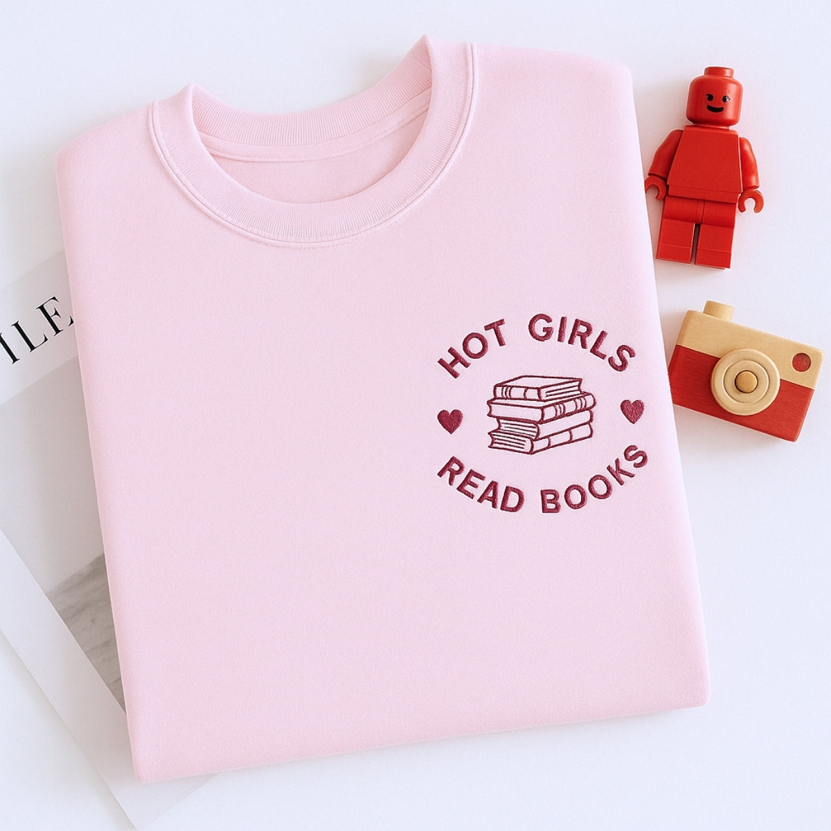 Hot Girls Read Books Hoodies - Empowered Book Lover Embroidered Sweaters - Confident Reading Gift