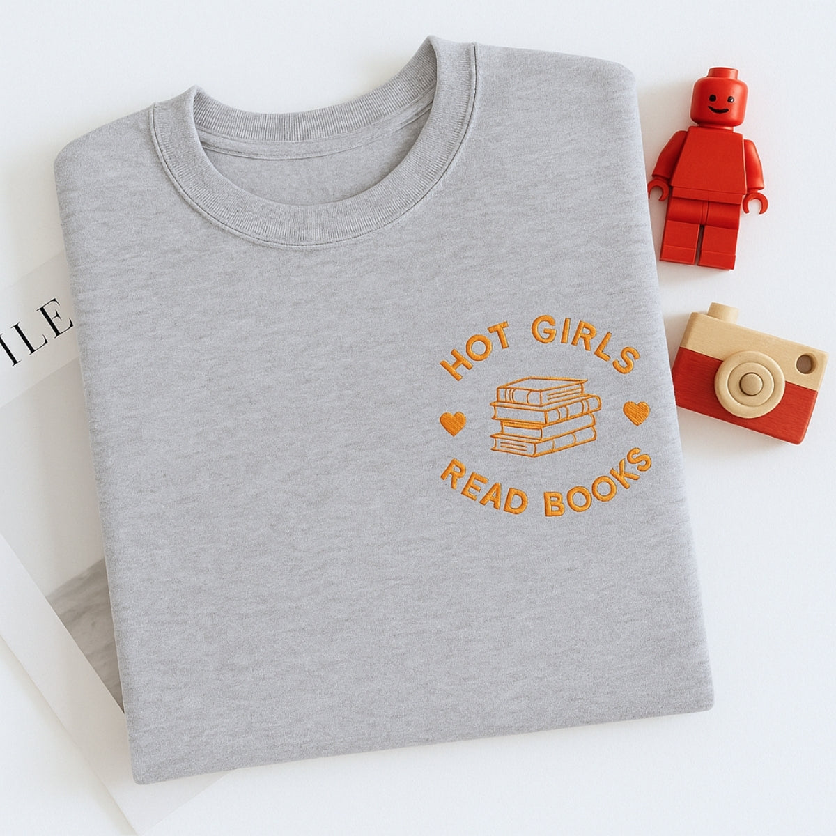 Hot Girls Read Books Hoodies - Empowered Book Lover Embroidered Sweaters - Confident Reading Gift
